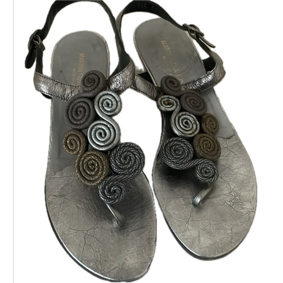MARTINI OSVALDO Designer Silver Thong Sandals - Picture 4 of 10